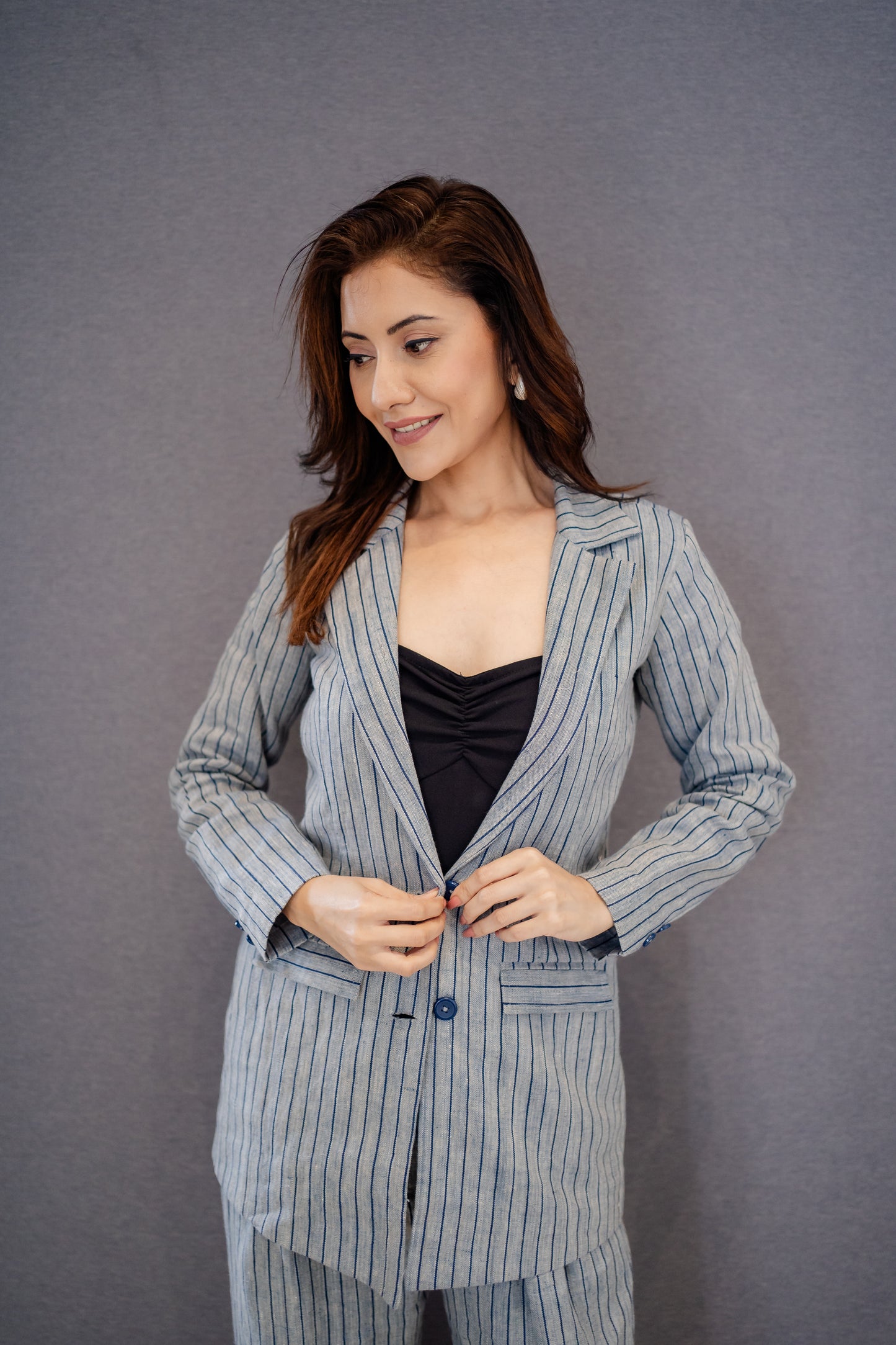 Linen pinstripe Tailored Set