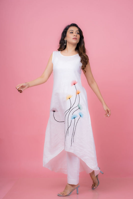 Flare and Bloom Statement Dress Top with Pant