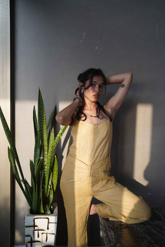 Signature bow jumpsuit for women