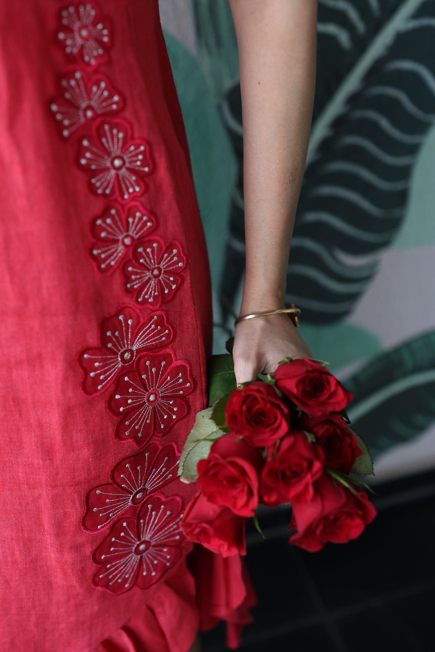 Red Sleek Ruffle Dress
