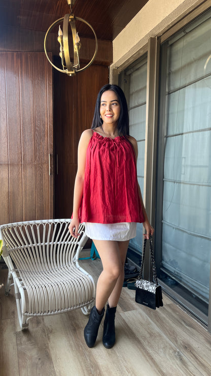 Pleated swing top for women in flowy silhouette