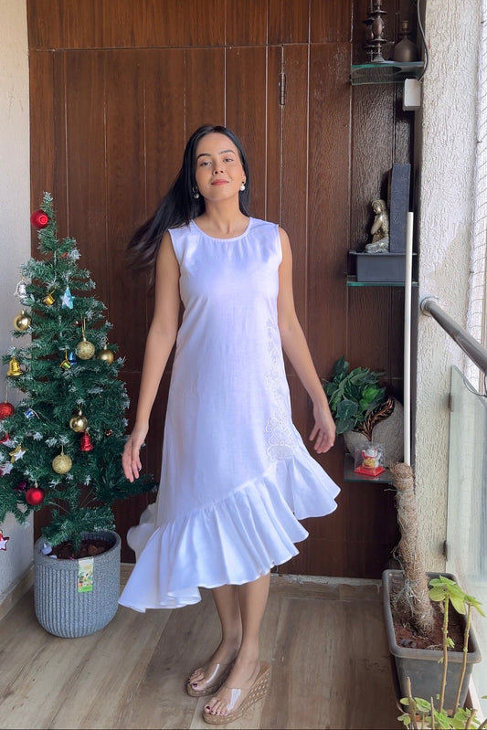 Tri-Colored Shoulder Cut One Piece Dress for Women