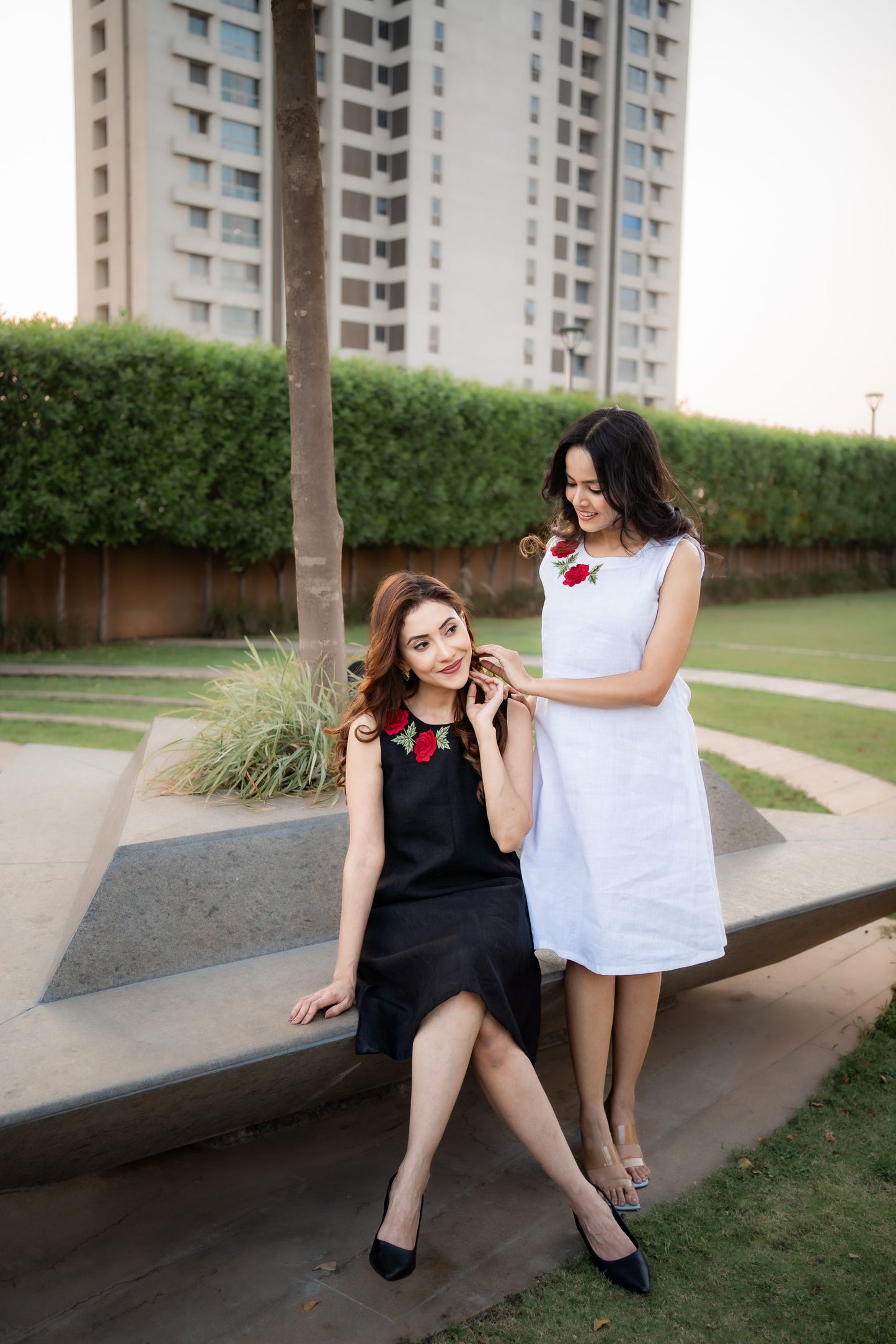 Victoria Linen Dress in premium white pure linen for women