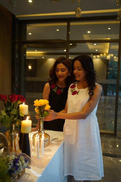 Victoria Linen Dress in premium white pure linen for women