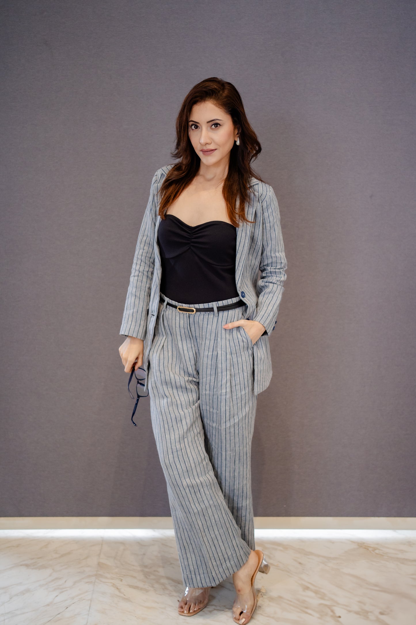 Linen pinstripe Tailored Set