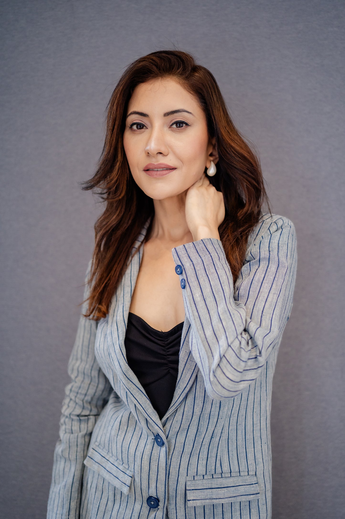 Linen pinstripe Tailored Set