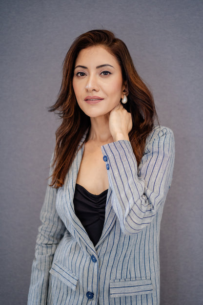 Linen pinstripe Tailored Set