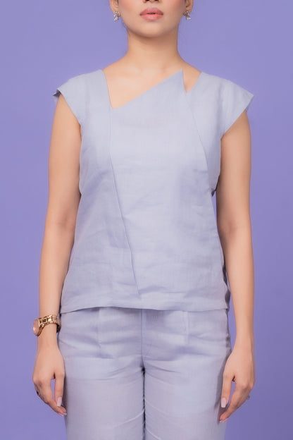 Stylish linen co ord set for women in a wave pattern 