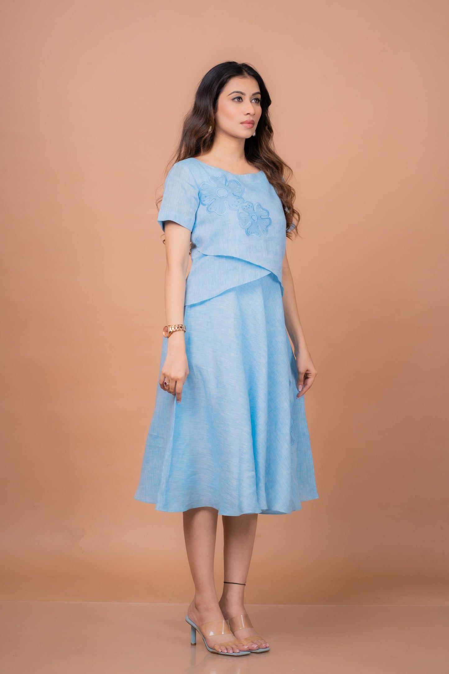 Women’s knee-length floral dress top – everyday wear