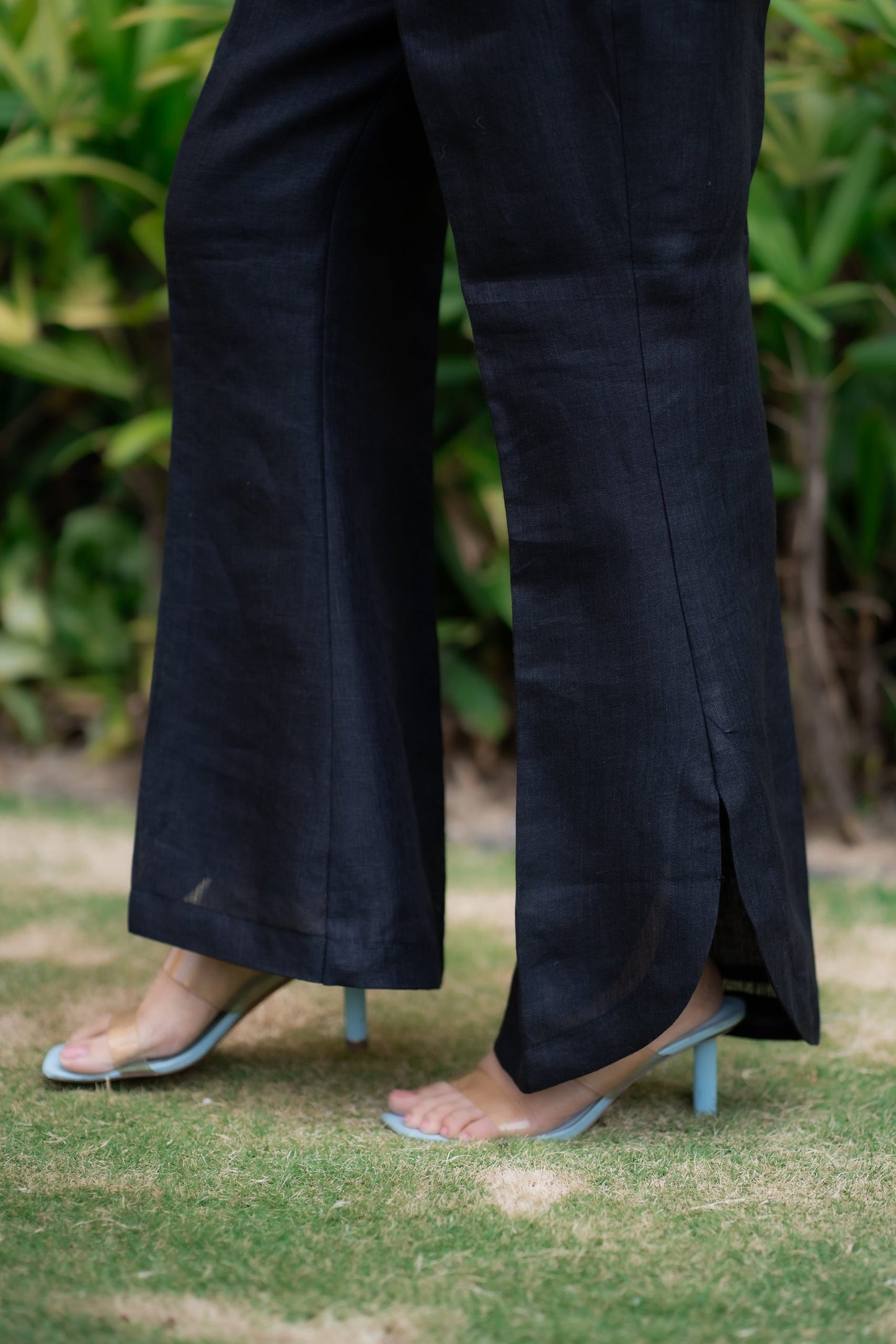 Slit Linen Trousers