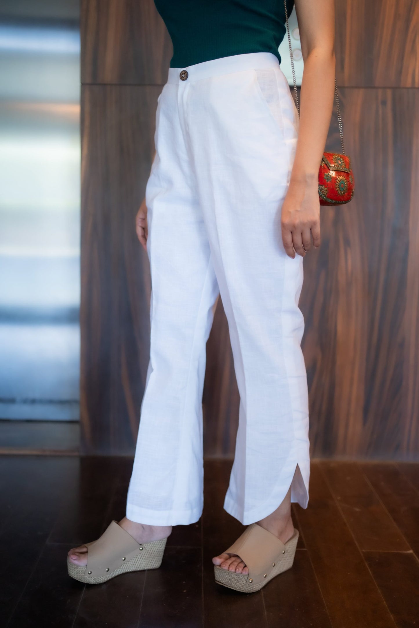 Slit Linen Trousers