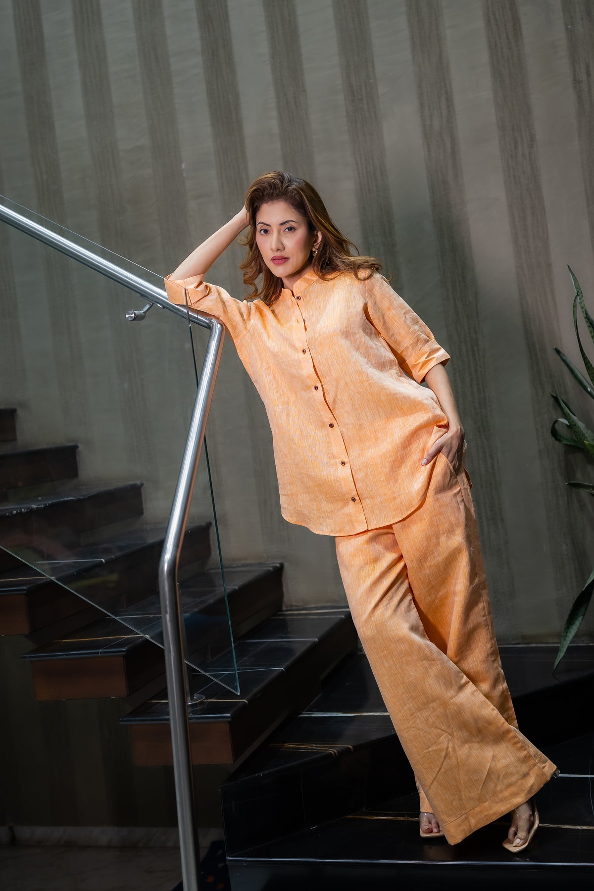 Mandarin Linen Co-Ord Set