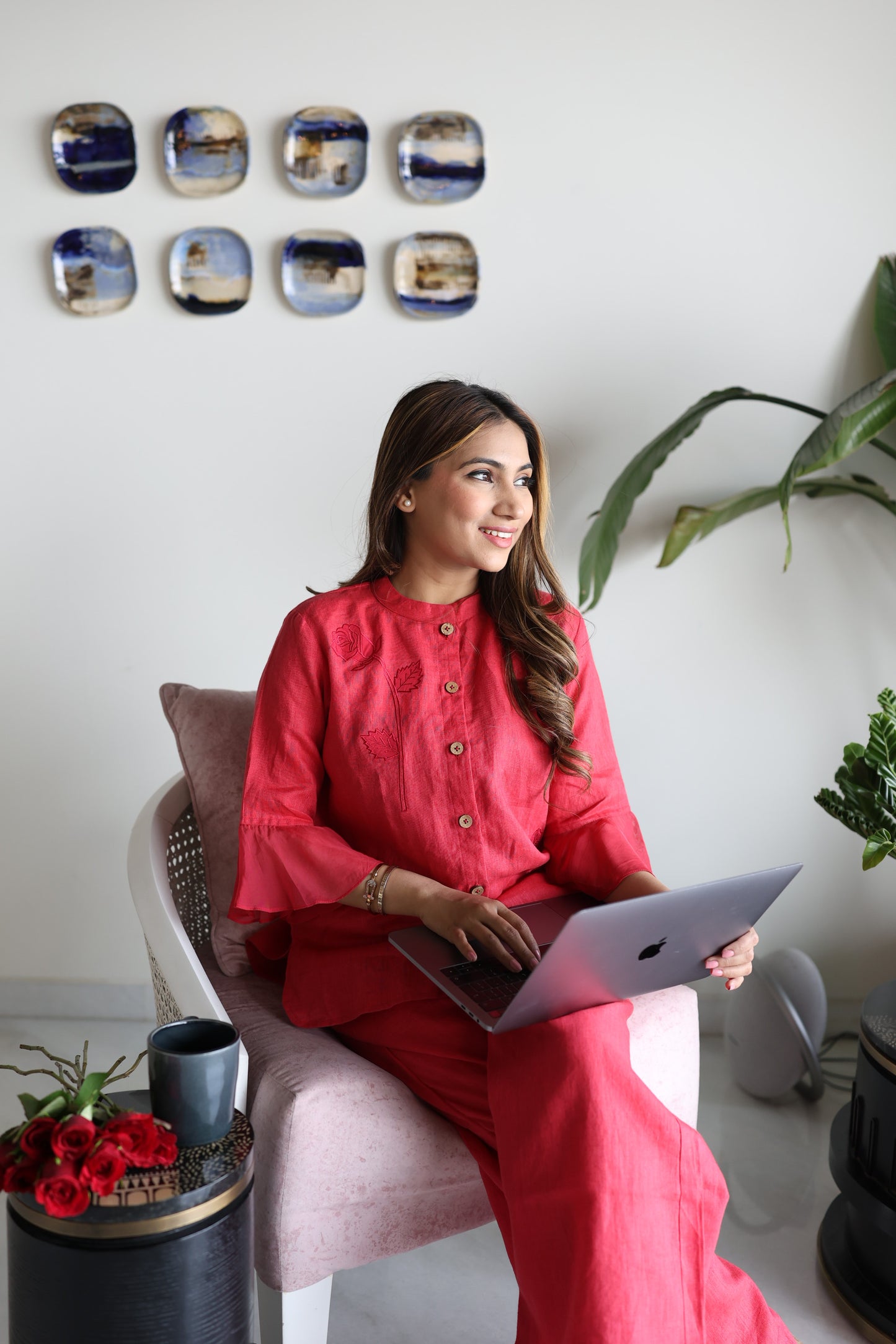 Red Rosie Linen Co-ord Set