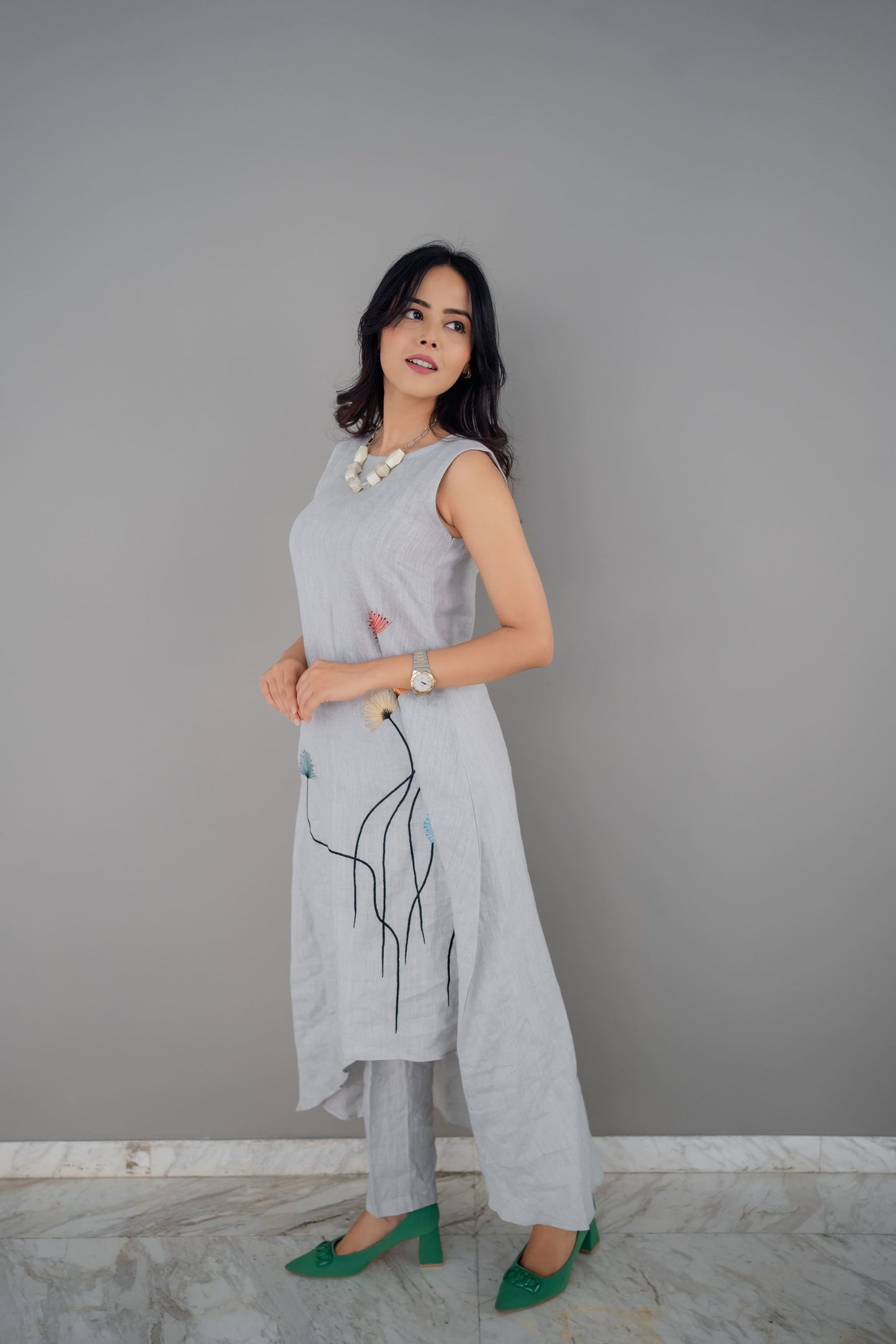 Flare and Bloom Statement Dress Top with Pant