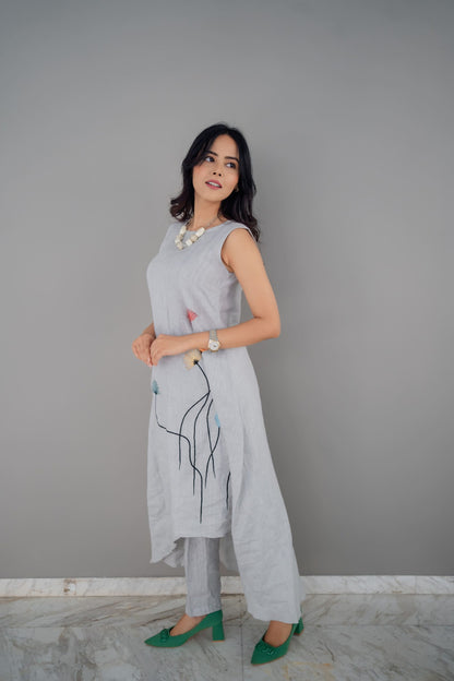 Flare and Bloom Statement Dress Top with Pant