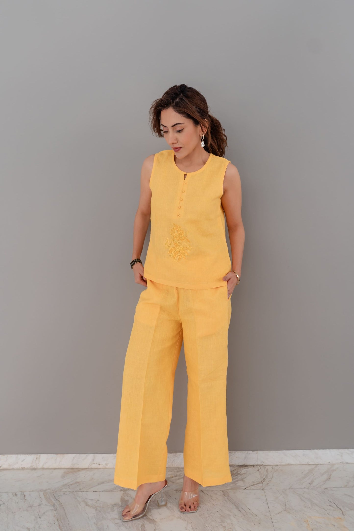 Loop Button Embroidered Co-ord Set for Women – Modern Western Outfit