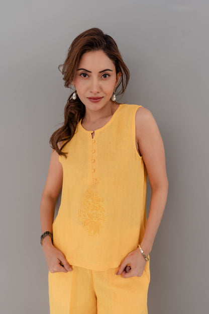 Loop Button Embroidered Co-ord Set for Women – Modern Western Outfit