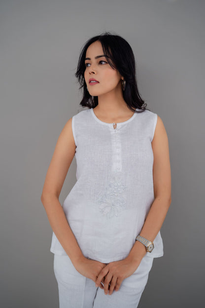 Loop Button Embroidered Co-ord Set for Women – Modern Western Outfit