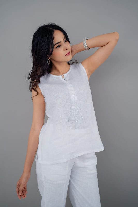 Loop Button Embroidered Co-ord set