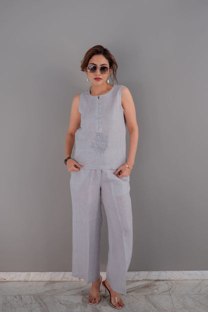 Loop Button Embroidered Co-ord Set for Women – Modern Western Outfit