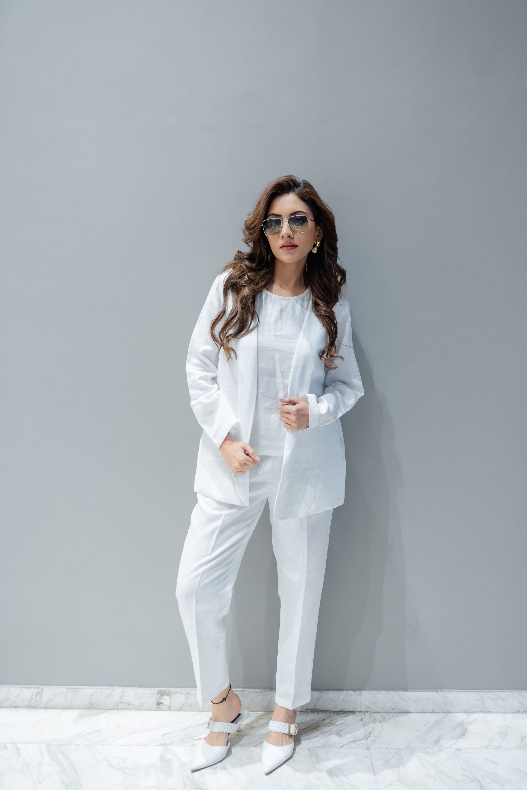 premium linen white blazer for women