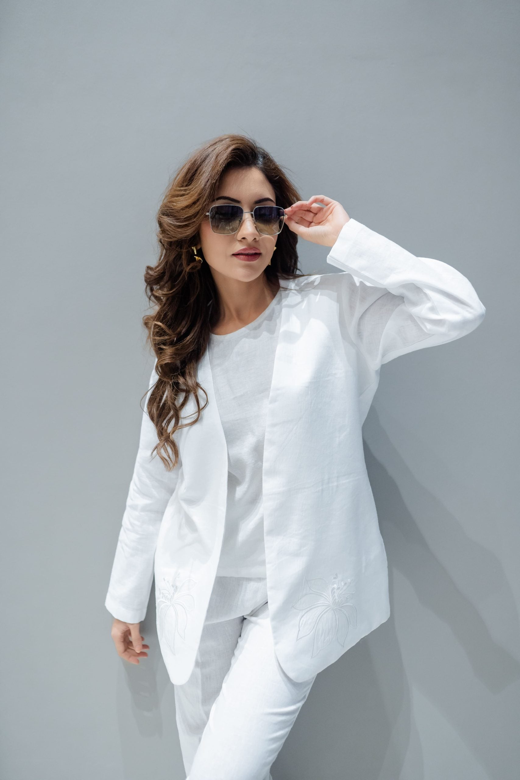  premium linen white blazer for women